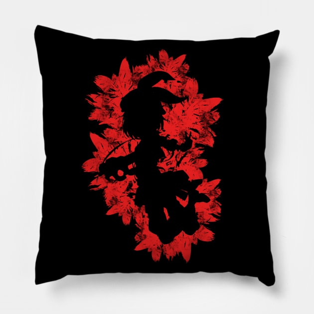 Gun - Red Abstract Pillow by Scailaret