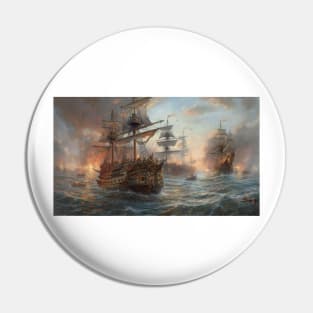 Naval Battle Between Pirate Sailing Ships, Caribbean Seascape #6 Pin