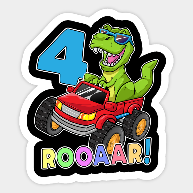 4 years Boy Dino Shirt Monster Truck T-Rex Gift 4th Bday - 4 Year Boy - Sticker | TeePublic 4 years Boy Dino Shirt Monster Truck T-Rex Gift 4th Bday - 4 Year Boy - Sticker | TeePublic