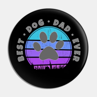 Best Dog Dad Ever Retro Sunset Vector v.5 Pin