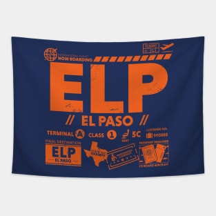 Vintage El Paso ELP Airport Code Travel Day Retro Texas Travel Tag Tapestry