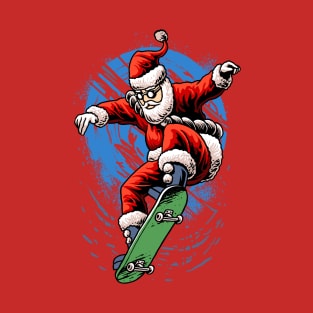 Funny Santa Skater Christmas Love Winter Funny Gift 2021 T-Shirt