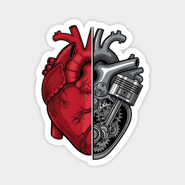 Engine of the Heart Half Flesh Half Machine Magnet by Designed By Marty