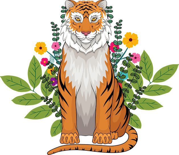 Floral Tiger Kids T-Shirt by leBoosh-Designs