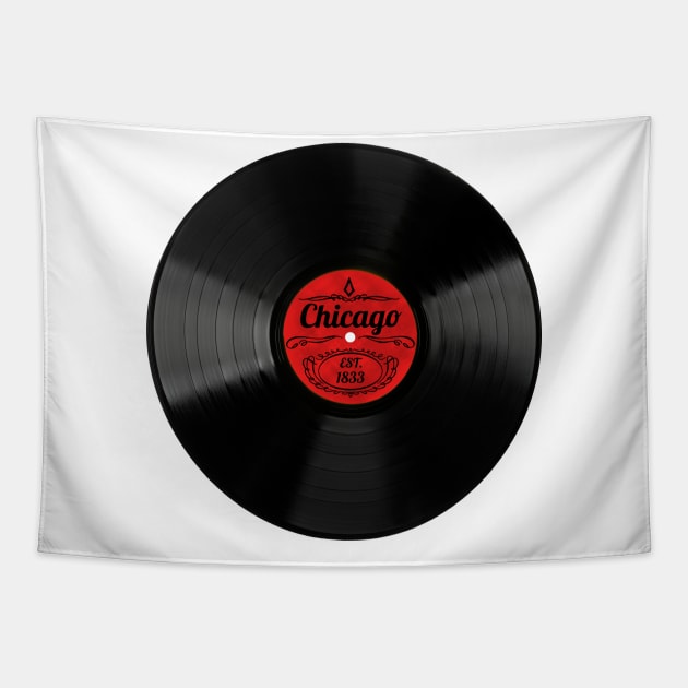 Chicago Gift Retro Musical Art Vintage Vinyl Record Design Tapestry by Tennessee Design Studio