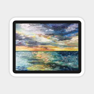 Colourful stormy sunset seascape Magnet