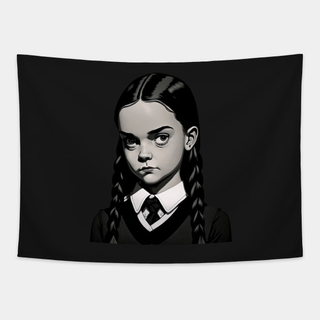 ADDAMS Family, Wednesday-inspired design, Tapestry by Buff Geeks Art