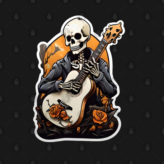 Skeleton Playing Guitar by VivaLaRetro