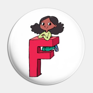 girl climbed the capital letter F Pin