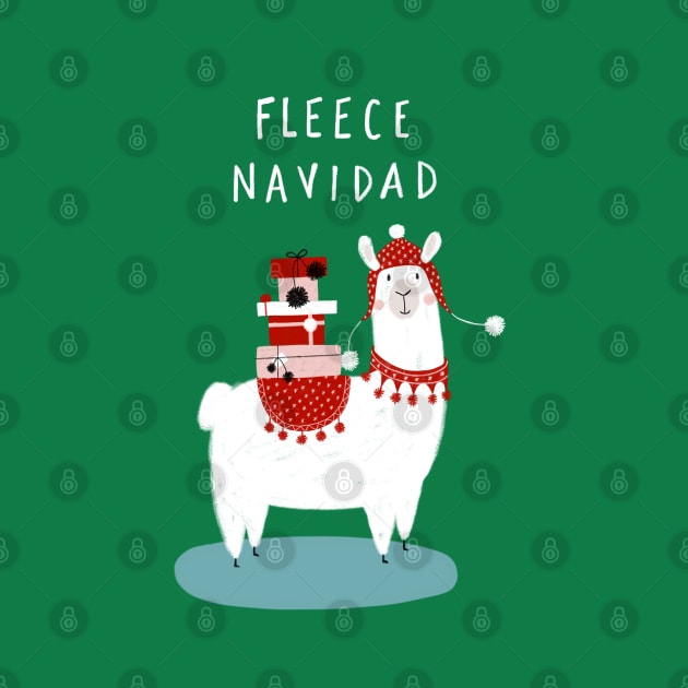 Fleece Navidad Llama with Christmas Presents by BexMorleyArt