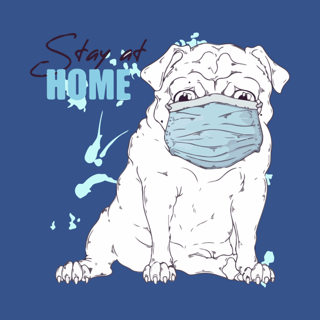 dog wearing mask - stay at home by Spring Moon