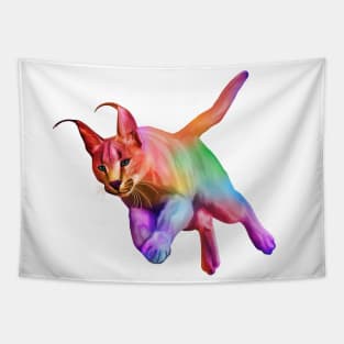 Colorful Caracal Cat Tapestry