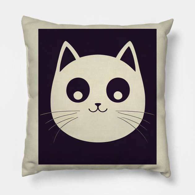 Cartoon cat character icon logo Pillow by DyeruArt