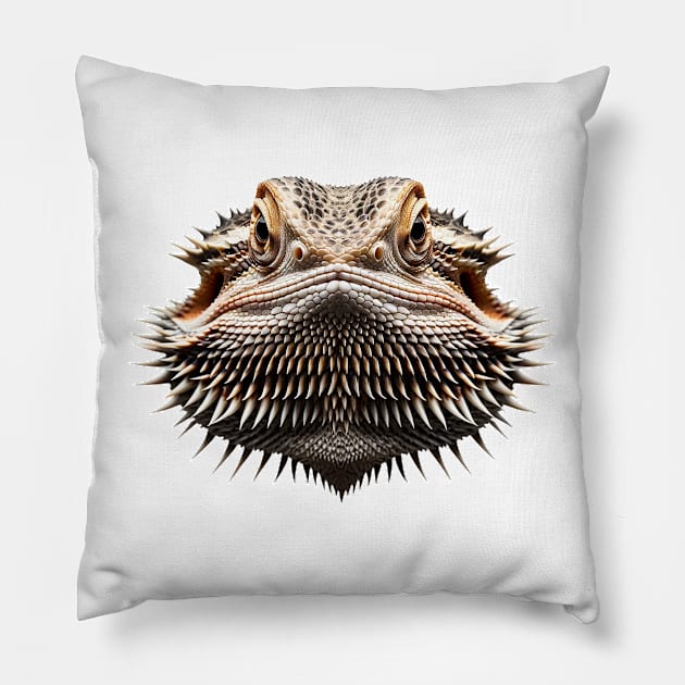 Bearded Dragon Head Shot Pillow by GraySkullMarketPlace