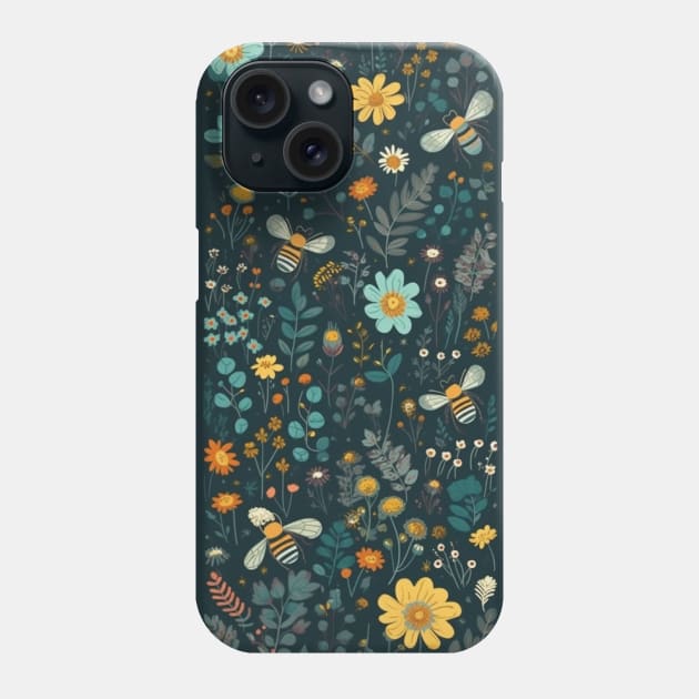 Bee Flowers Boho Aesthetic colors Floral Phone Case by Kertz TheLegend