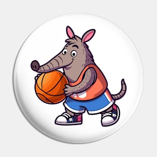 Aardvark Playing Basketball Pin