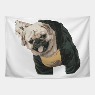 Dog wearing blue coat - Vector image Tapestry