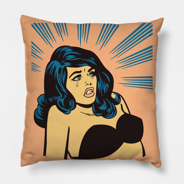Girl Crying Pillow by Sauher