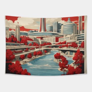 Winnipeg Canada Vintage Retro Travel Tourism Tapestry