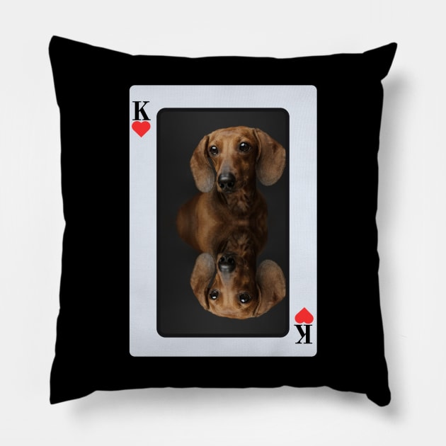 Dachshund King of Hearts Pillow by HighwayForSouls