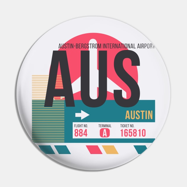 Austin (AUS) Airport // Sunset Baggage Tag Pin by Now Boarding