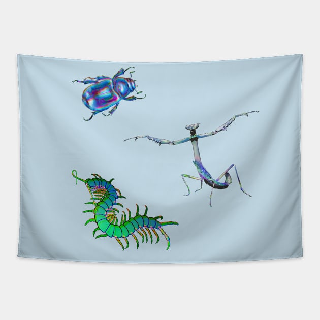 Blue and Green Bugs Mini Pack Tapestry by techno-mantis