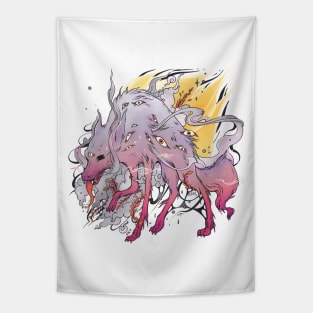 Purple Wolf With Many Eyes Tapestry