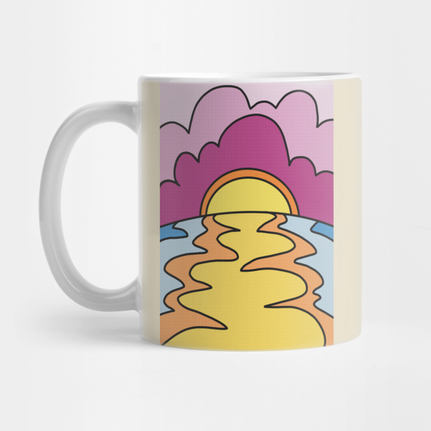 Original 70s Style Sunset Drawing Illustration Design Illustration Artwork Mug Teepublic