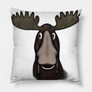 Cute Moose Drawing Pillow