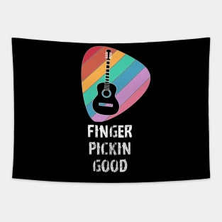 Finger Pickin Good funny guitar guitarist guitar pick rainbow Tapestry