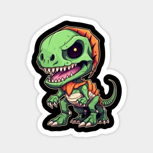 Green Scary Chibi T-Rex Isometric Dinosaur Monster Magnet