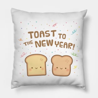 Cute Toast To The New Year Bread Pun Pillow