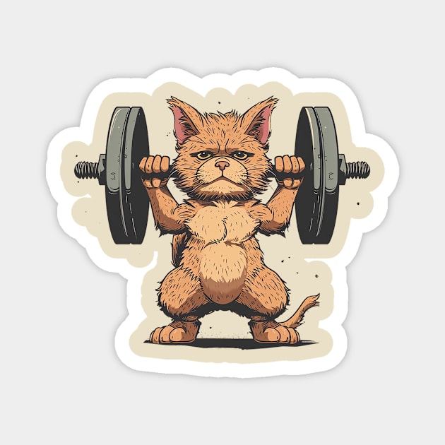 cat lifting weight Magnet by weirdesigns