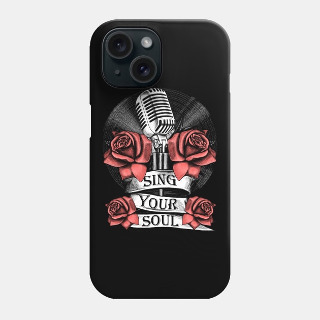 Microphone, Rose, Music, Singing, Vinyl, Soul Phone Case by Strohalm