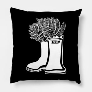 Fern White Lineart Rain Boots Pillow