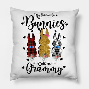 My Favorite Bunnies Call Me Grammy, Cute Leopard Bunnies Easter Gift Pillow