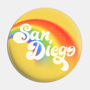 San Diego // Faded Retro Rainbow Typography Design Pin