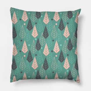 Geometric forest pattern in green and pink colors Pillow