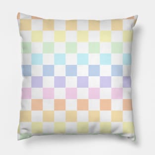 Pastel rainbow checkerboard Pillow