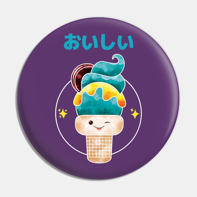 おいしい (Oishii) Ice Cream Pin by Malficious Designs