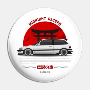 Midnight Racer White EF Hatchback JDM Pin