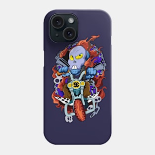 Dope skull rider on fire illustration Phone Case