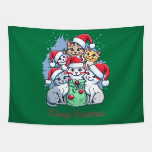 A Meow-rry Christmas Tree Tapestry