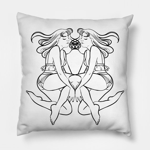 Silhouette V (Black) Pillow by NatKlekot