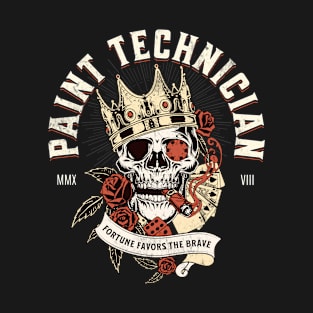 Paint Technician - Skull with Cigar Design T-Shirt