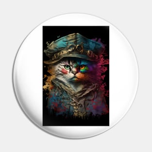 Painting of a Pirate Cat Pin