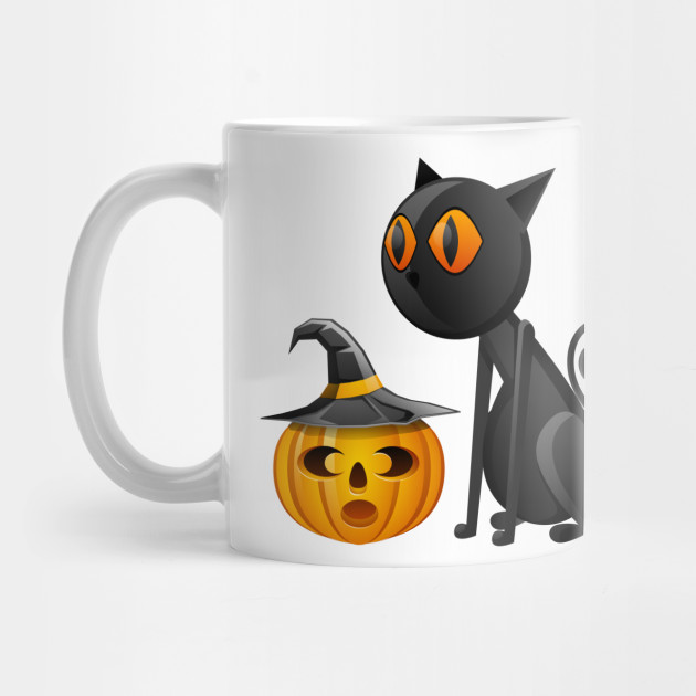 Cute Black Cat Jack O Lantern Witch Hat Halloween Gift Black Cat Mug Teepublic