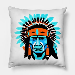 blue native american sticker Pillow