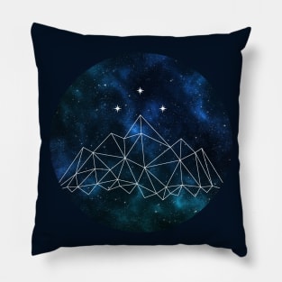 Night court - geometric mountain and stars on galaxy background Pillow