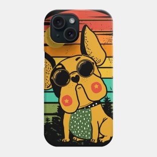 Stylish pug dog with retro sunset Phone Case